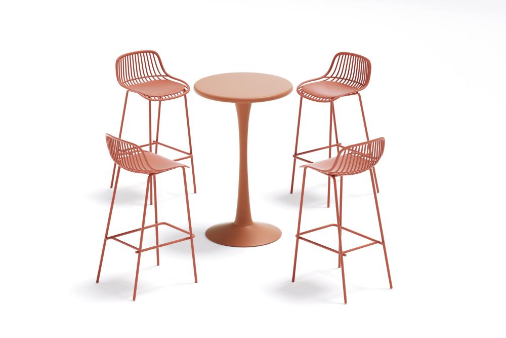 Silla para Bar Tulum, Color Terracota, Diseño Moderno