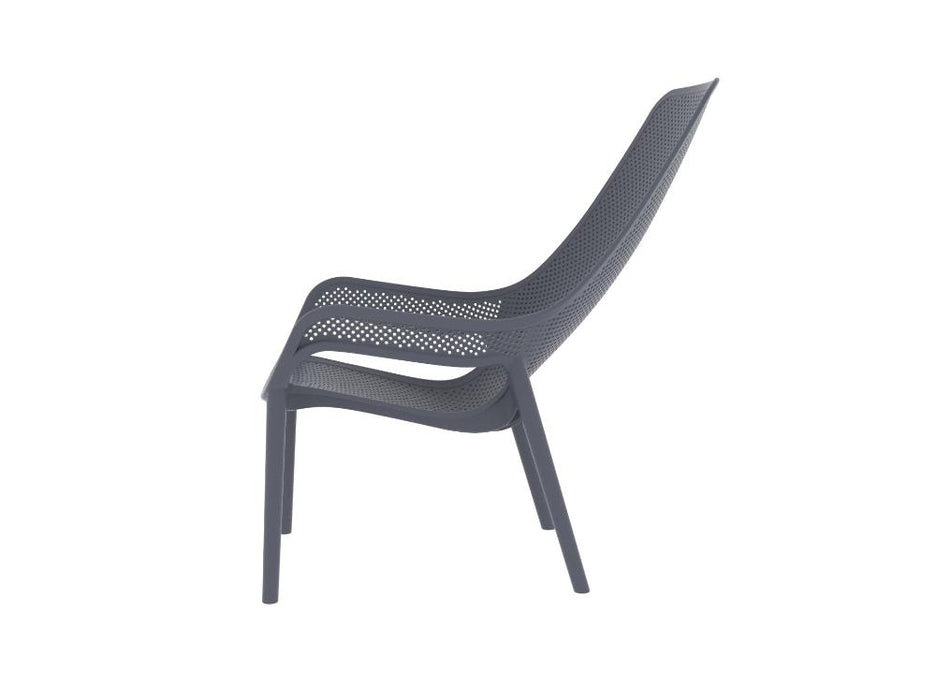 Silla Launge Mayorca, Gris Oscuro, con espaldar y reposa brazos