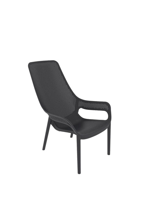 Silla Launge Mayorca, Negro, con espaldar y reposa brazos