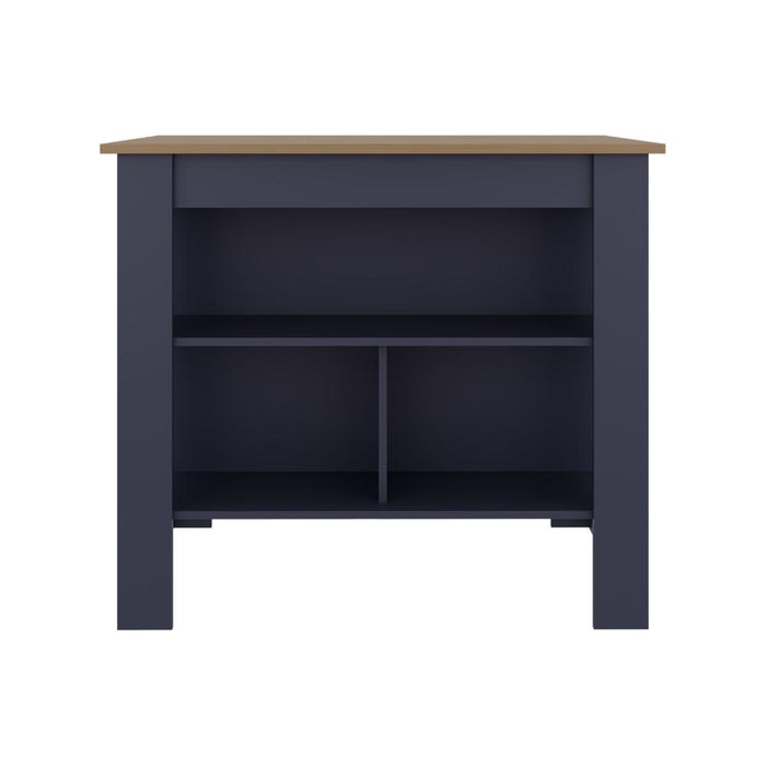 Barra de Cocina Cala, Kronos Azul y Fresno Europeo, con Amplia Superficie En La Mesa