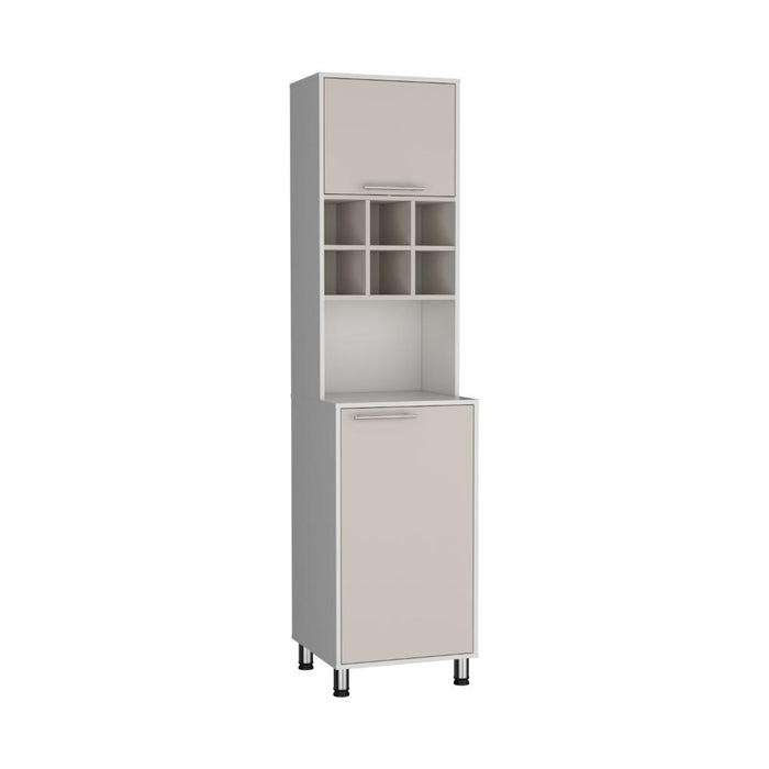 Alacena Atica, Blanco Duqueza y Capri, con espacio para guardar botellas de vino