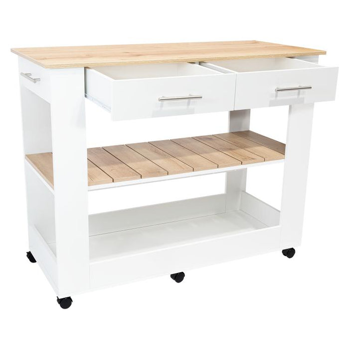 Barra de Cocina Cala, Blanco Nevado y Café claro, con amplia superficie en la mesa ZF