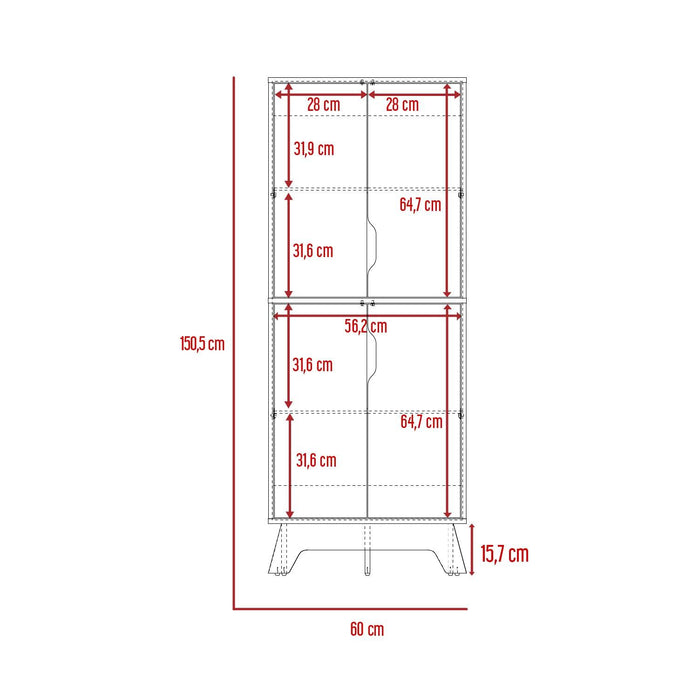 Alacena Aqua, Blanco y Café Claro, con Cuatro Puertas Abatibles