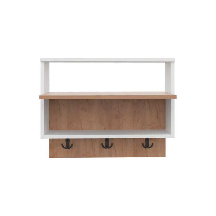 Mueble Auxiliar Recibidor Aranez, Blanco Duqueza y Fresno Europeo, Incluye 3 Ganchos y es de Faci Instalación ZF
