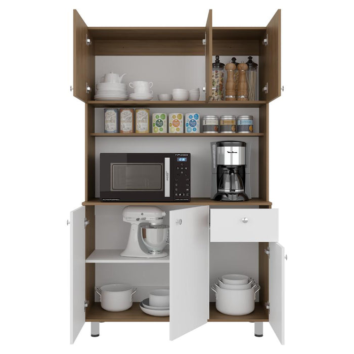 Alacena Wiston, Kronos Blanco y Kronos Fresno, Con seis puertas abatibles y un cajón con amplio espacio de almacenamiento ZF