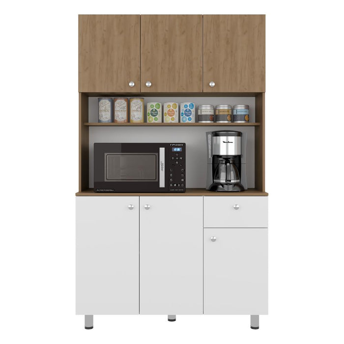 Alacena Wiston, Kronos Blanco y Kronos Fresno, Con seis puertas abatibles y un cajón con amplio espacio de almacenamiento ZF