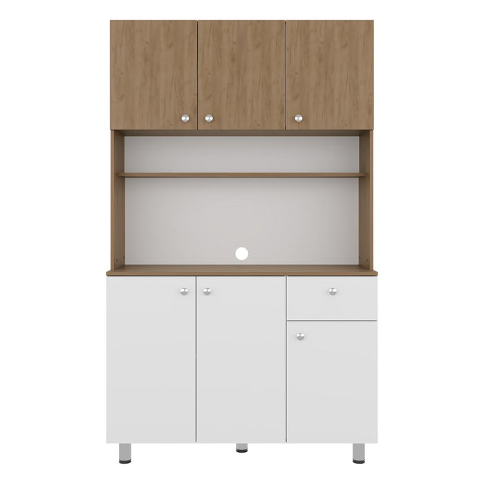 Alacena Wiston, Kronos Blanco y Kronos Fresno, Con seis puertas abatibles y un cajón con amplio espacio de almacenamiento ZF