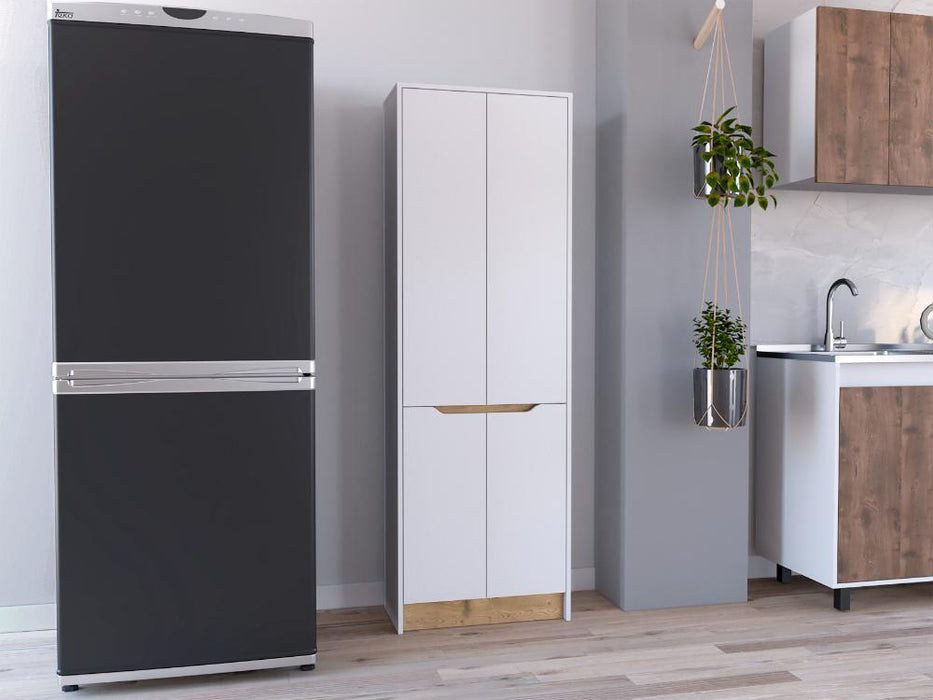 Alacena Soler, Blanco y Macadamia, dos puertas abatibles, facil instalacion