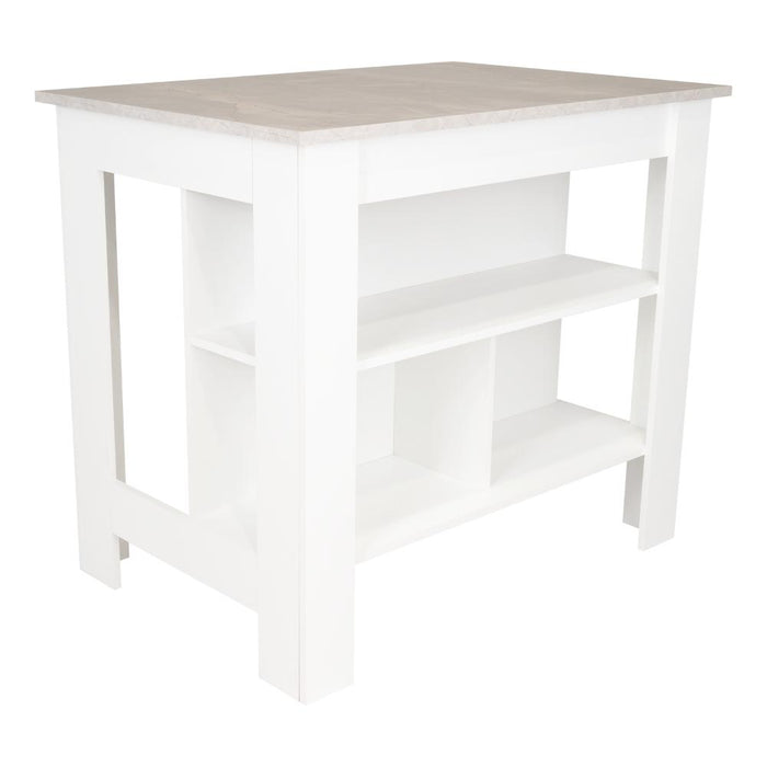 Barra de Cocina Cala, Blanco y Ibiza, con Amplia Supeicie En La Mesa ZF