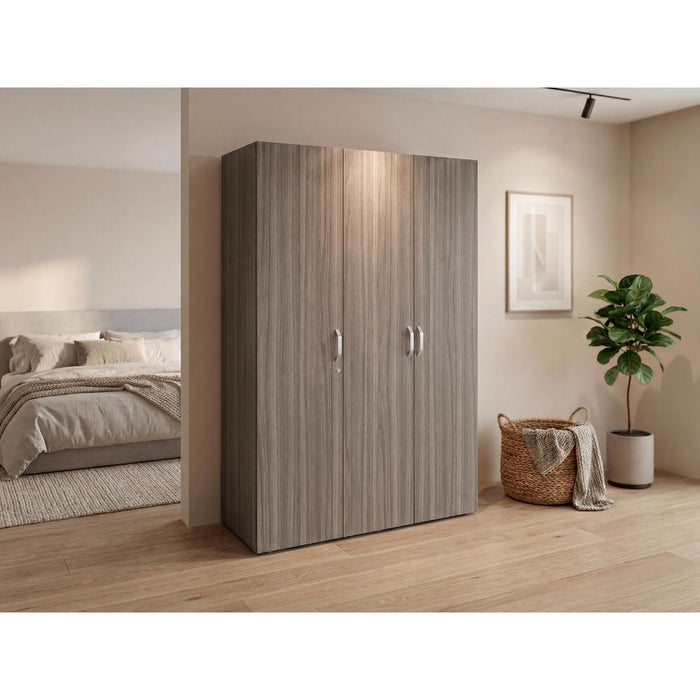 Closet Roko, Avellana y Blanco, Con Tres Puertas Abatibles Con Cerradura y Variedad De Entrepaños