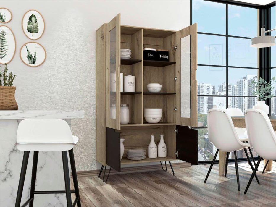 Alacena Cleo, Café Claro y Wengue, con Gran Capacidad de Almacenamiento