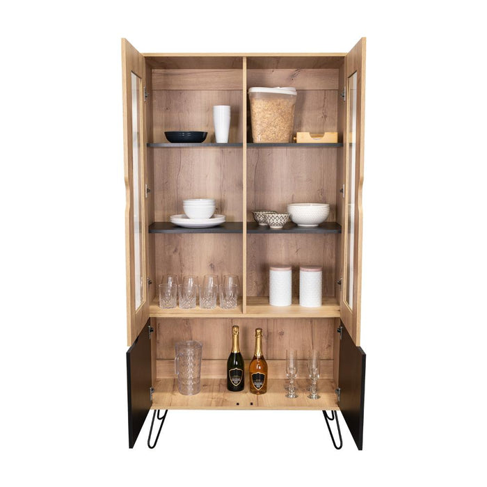 Alacena Cleo, Café Claro y Wengue, con Gran Capacidad de Almacenamiento