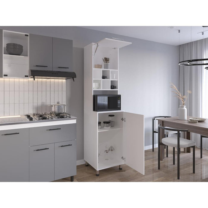 Alacena Atica, Blanco, con espacio para guardar botellas de vino