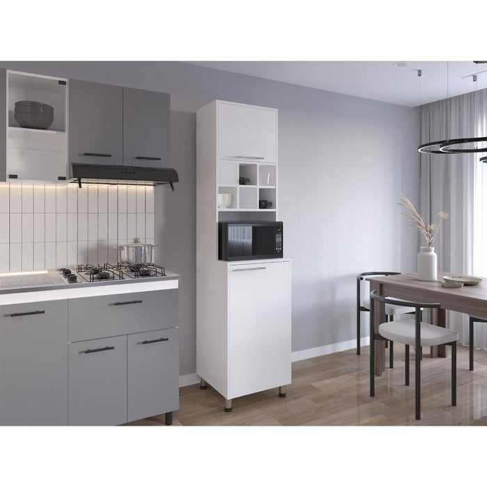 Alacena Atica, Blanco, con espacio para guardar botellas de vino