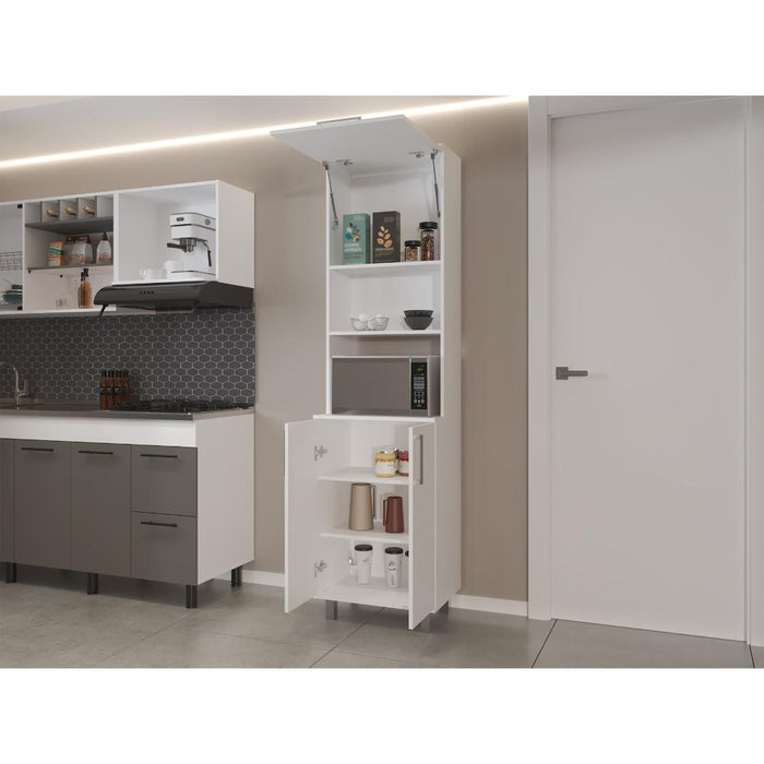 Alacena Bombona, Blanco, con espacio para horno microondas