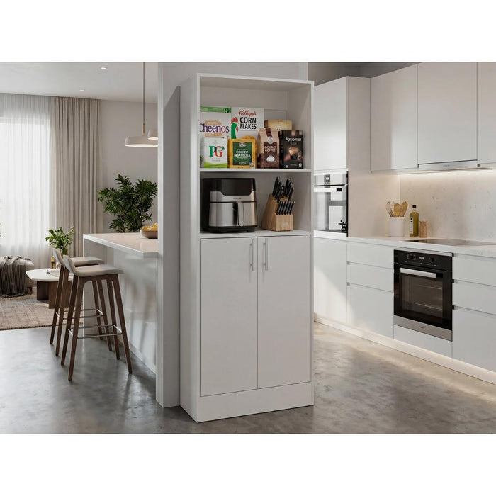 Alacena Multiusos Juko, Kronos Blanco, Con dos puertas abatibles, con entrepaños y amplio almacenamiento ZF