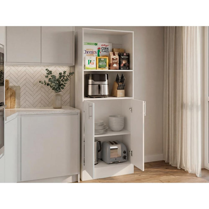 Alacena Multiusos Juko, Kronos Blanco, Con dos puertas abatibles, con entrepaños y amplio almacenamiento ZF