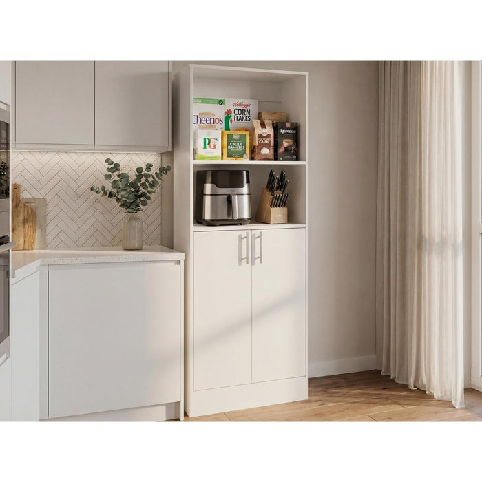 Alacena Multiusos Juko, Kronos Blanco, Con dos puertas abatibles, con entrepaños y amplio almacenamiento ZF