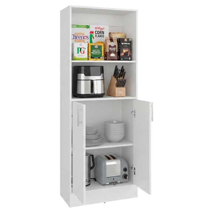 Alacena Multiusos Juko, Kronos Blanco, Con dos puertas abatibles, con entrepaños y amplio almacenamiento ZF