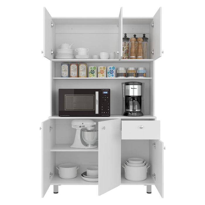 Alacena Wiston, Kronos Blanco, Seis puertas abatibles y un cajón con amplio espacio de almacenamiento ZF