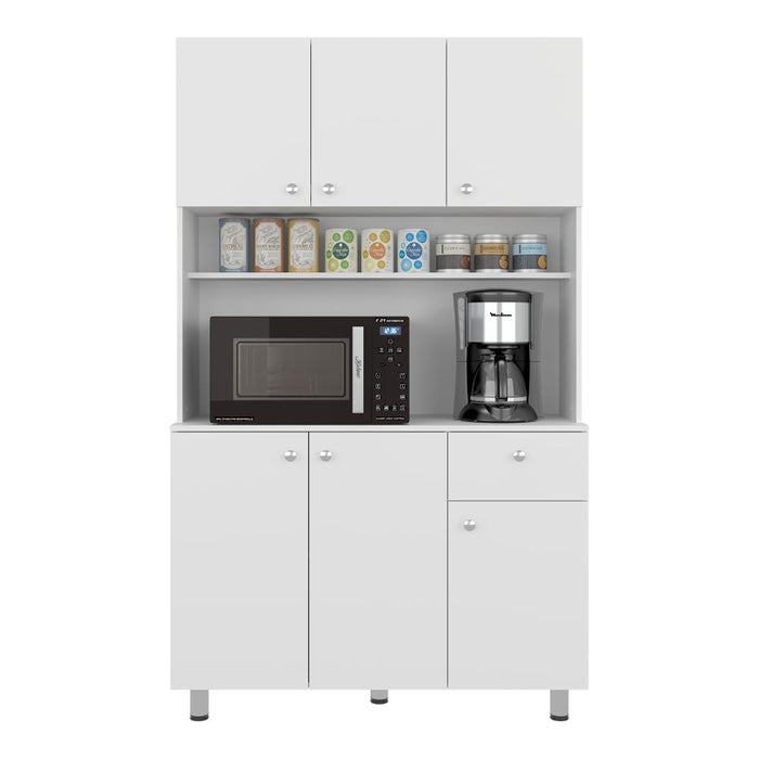 Alacena Wiston, Kronos Blanco, Seis puertas abatibles y un cajón con amplio espacio de almacenamiento ZF