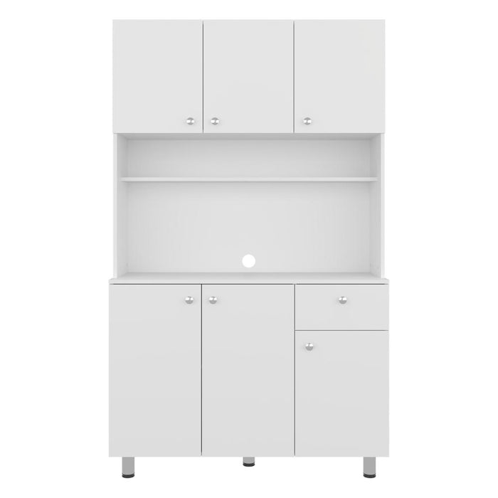 Alacena Wiston, Kronos Blanco, Seis puertas abatibles y un cajón con amplio espacio de almacenamiento ZF