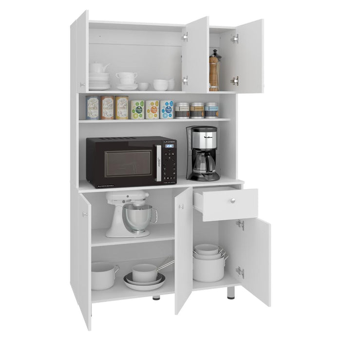 Alacena Wiston, Kronos Blanco, Seis puertas abatibles y un cajón con amplio espacio de almacenamiento ZF