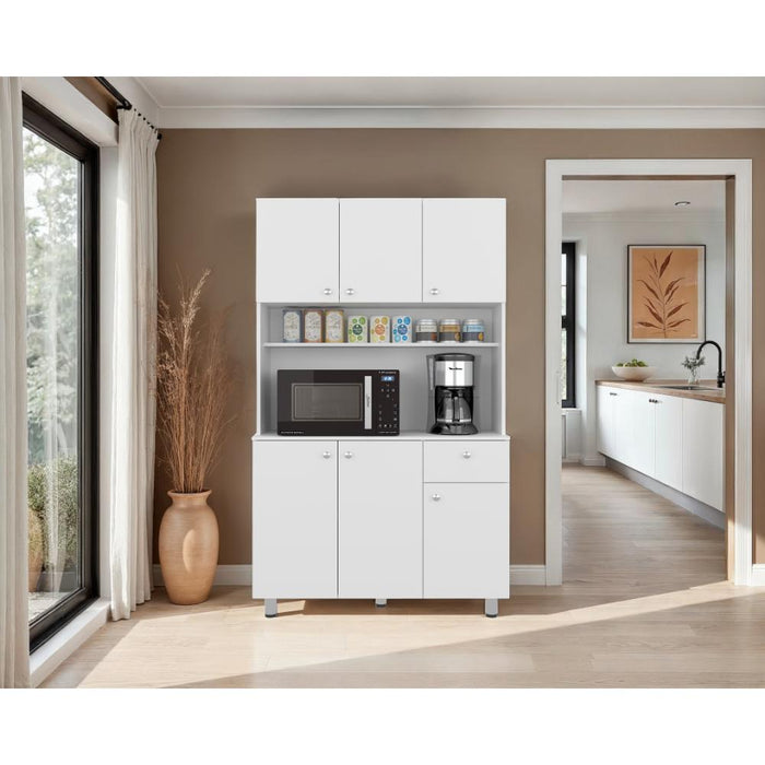 Alacena Wiston, Kronos Blanco, Seis puertas abatibles y un cajón con amplio espacio de almacenamiento ZF