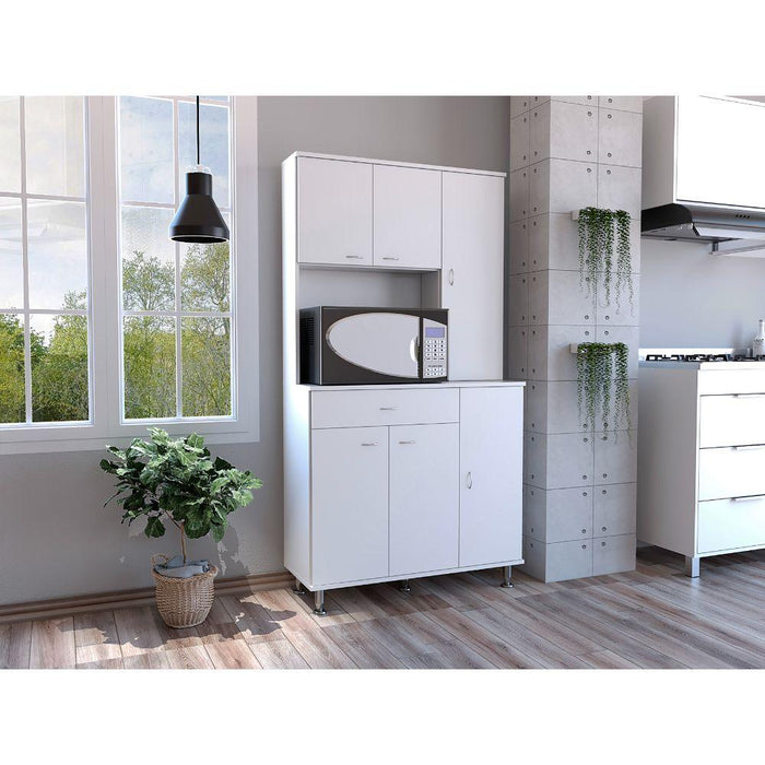 Alacena Bagan, Blanco, con Un Cajón y Seis Puertas Batientes ZF