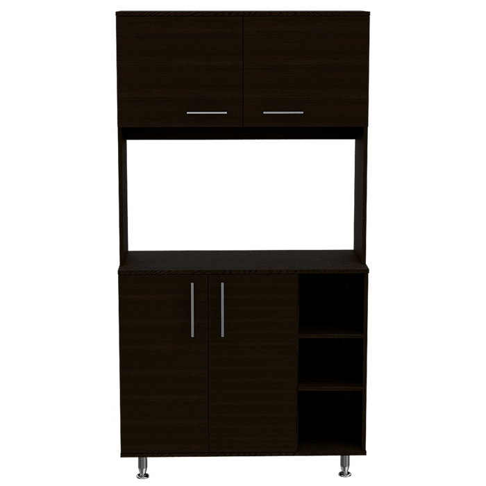 Alacena Everton, Wengue, con Cuatro Puertas y Patas de Acero