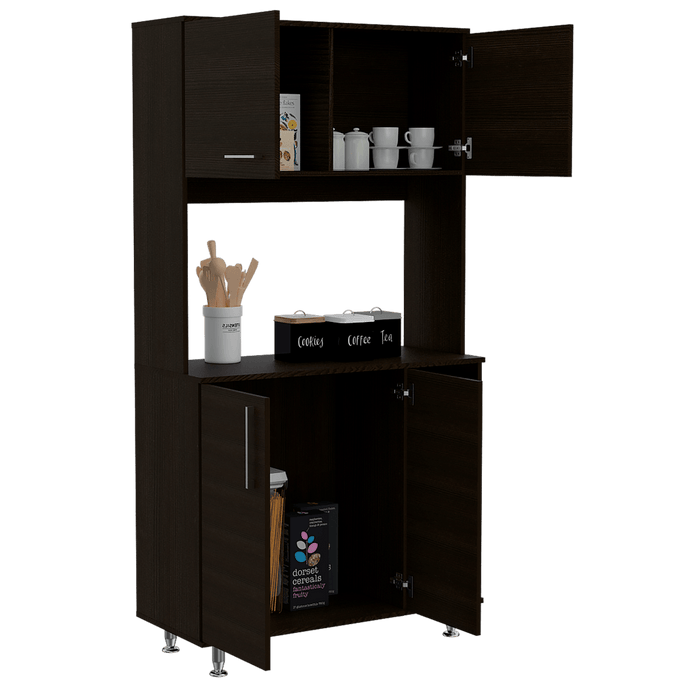 Alacena Everton, Wengue, con Cuatro Puertas y Patas de Acero