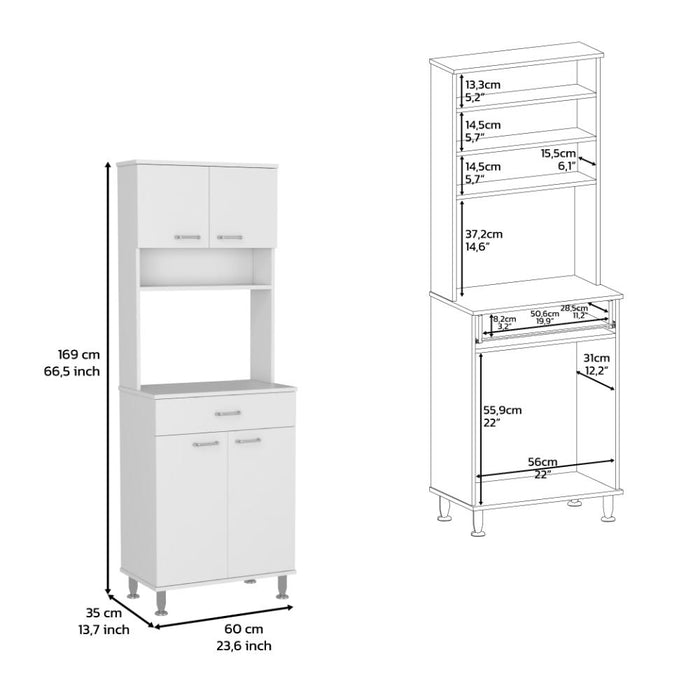 Alacena Bagan, Blanco Nevado, con Amplio Capacidad de Almacenamiento