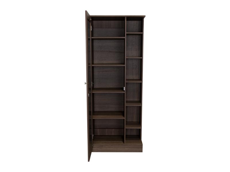 Closet Lara Con Espejo, Chocolate, Con Siete Entrepaños y Gran Capacidad De Almacenamiento
