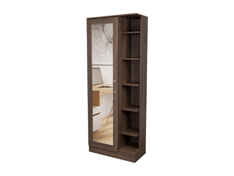 Closet Lara Con Espejo, Chocolate, Con Siete Entrepaños y Gran Capacidad De Almacenamiento
