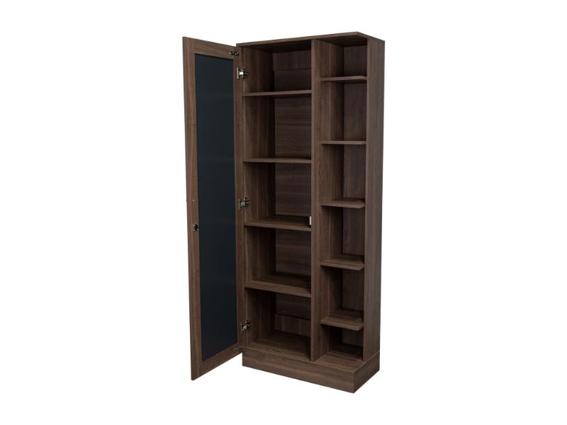 Closet Lara Con Espejo, Chocolate, Con Siete Entrepaños y Gran Capacidad De Almacenamiento
