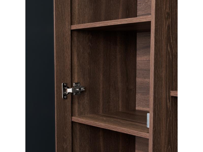 Closet Lara Con Espejo, Chocolate, Con Siete Entrepaños y Gran Capacidad De Almacenamiento