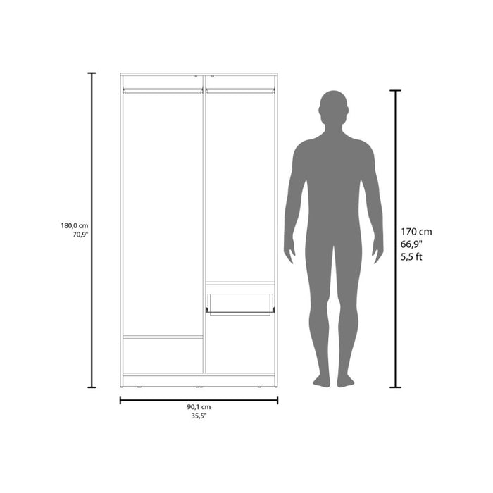 Closet Ader, Plata Oscuro y Fresno Europeo, de Dos Puertas ZF