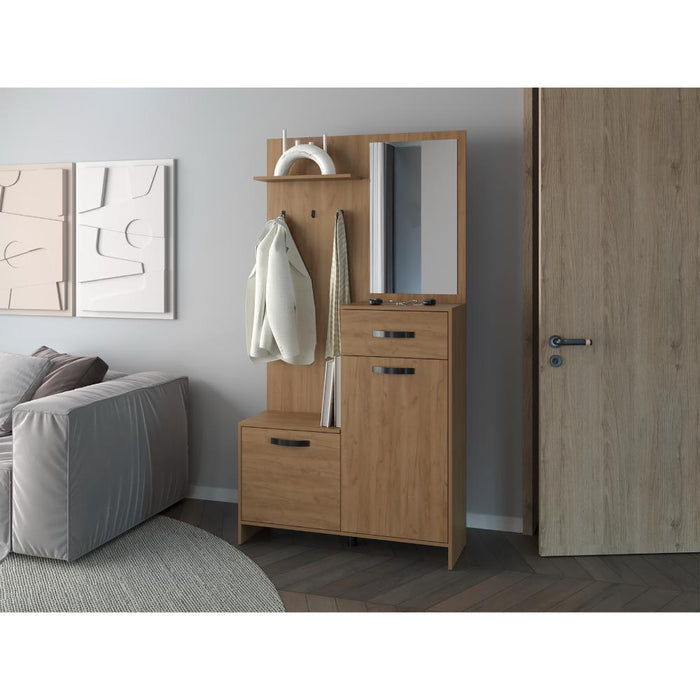 Recibidor Auxiliar Parker, Fresno Europeo, con un cajon y dos puertas