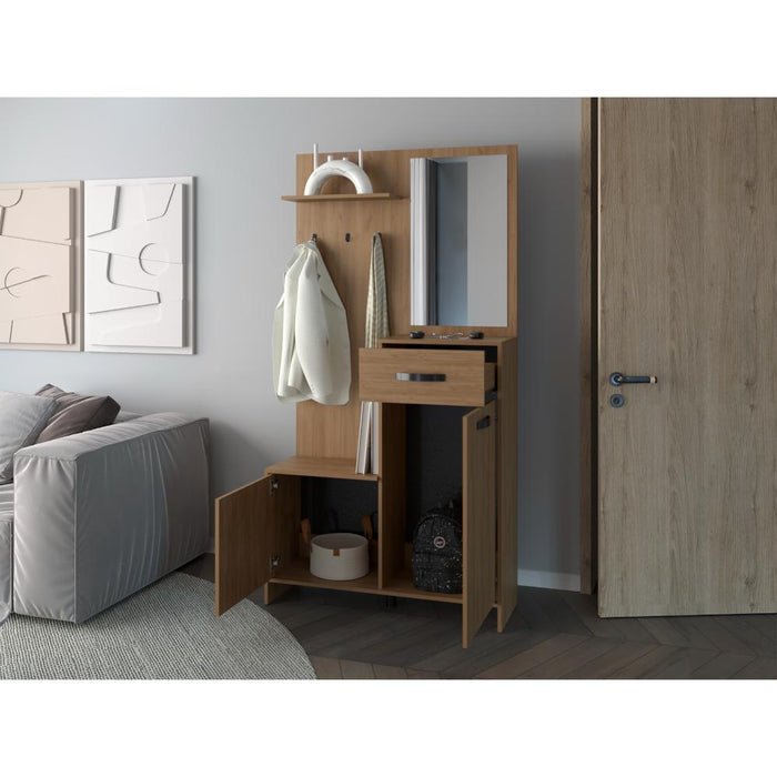 Recibidor Auxiliar Parker, Fresno Europeo, con un cajon y dos puertas