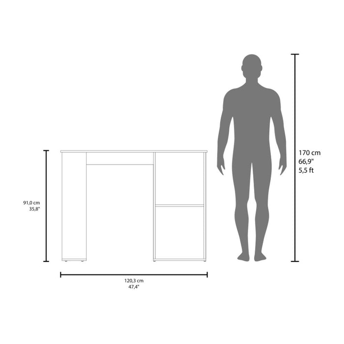 Barra de Cocina Ailen, Fresno Europeo y Blanco, con amplia superficie ZF
