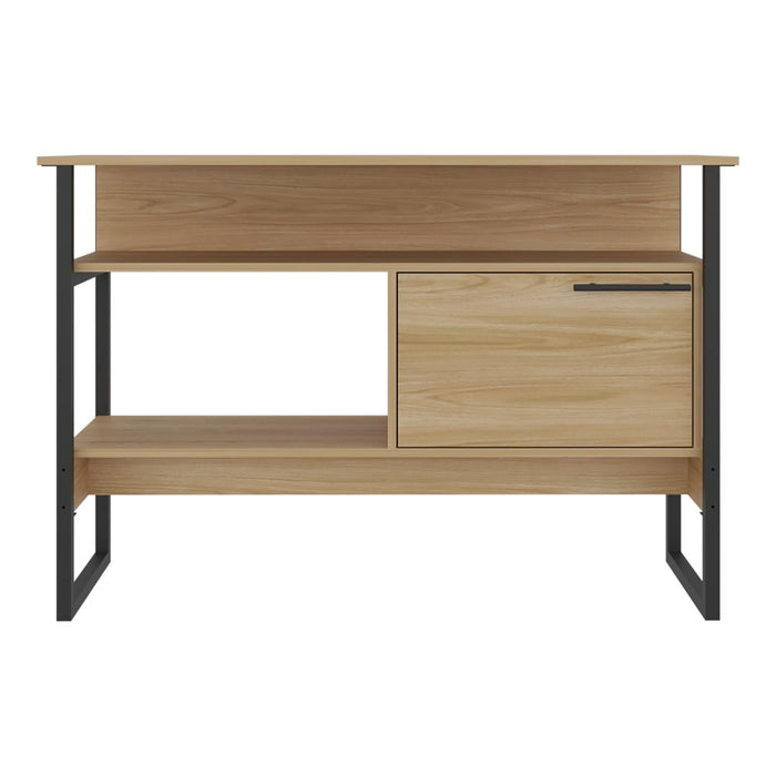 Mueble Auxiliar Recibidor Korina, Fresno Europeo, con Patas En Acero Negras