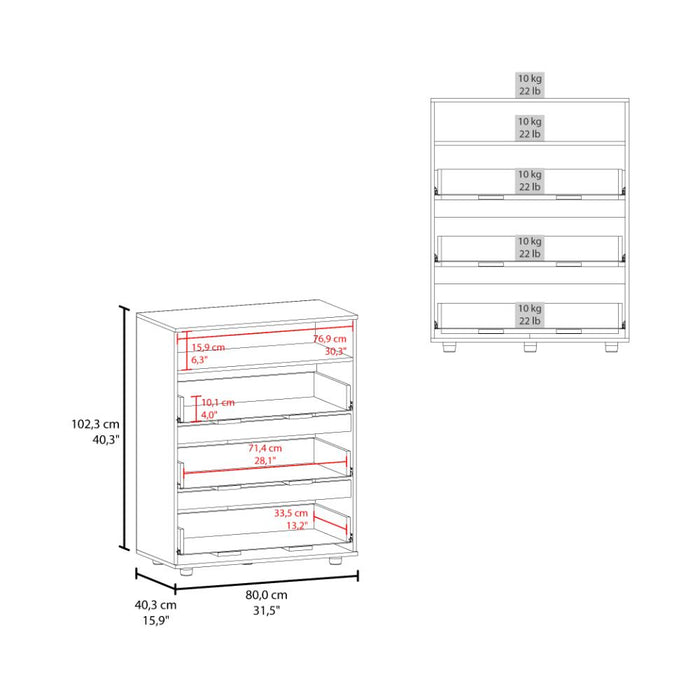 Organizador Apina, Wengue, con cuatro cajones deslizables ZF
