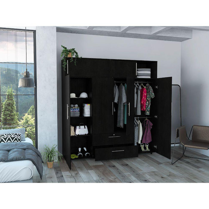 Closet Babel, Wengue, Con Cuatro Puertas Abatibles y Cuatro Cajones Multiusos