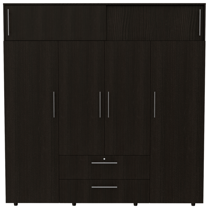 Closet Babel, Wengue, Con Cuatro Puertas Abatibles y Cuatro Cajones Multiusos