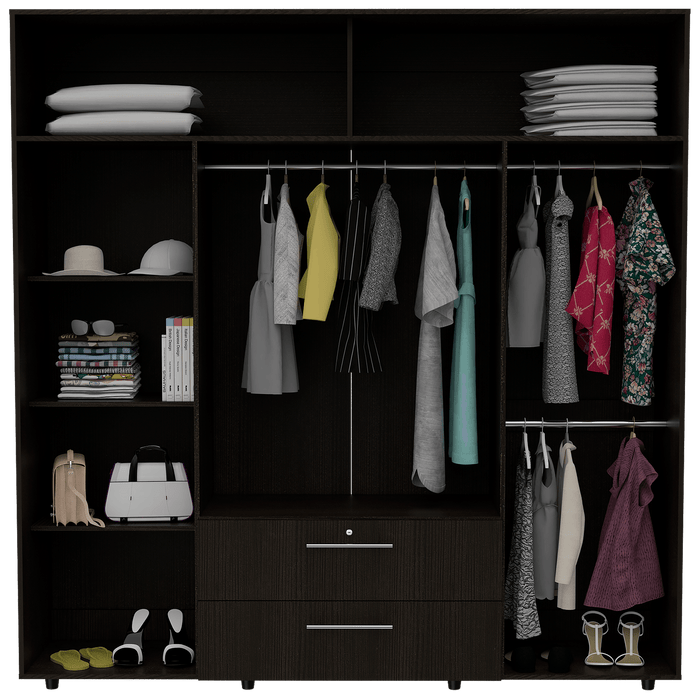 Closet Babel, Wengue, Con Cuatro Puertas Abatibles y Cuatro Cajones Multiusos