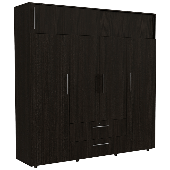 Closet Babel, Wengue, Con Cuatro Puertas Abatibles y Cuatro Cajones Multiusos