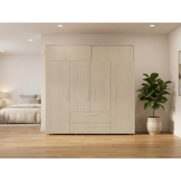Closet Babel, Cartagena y Blanco, con Cuatro Puertas Abatibles y Cuatro Cajones Multiusos