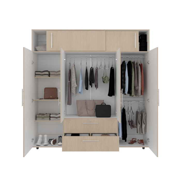Closet Babel, Cartagena y Blanco, con Cuatro Puertas Abatibles y Cuatro Cajones Multiusos