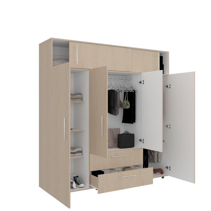 Closet Babel, Cartagena y Blanco, con Cuatro Puertas Abatibles y Cuatro Cajones Multiusos