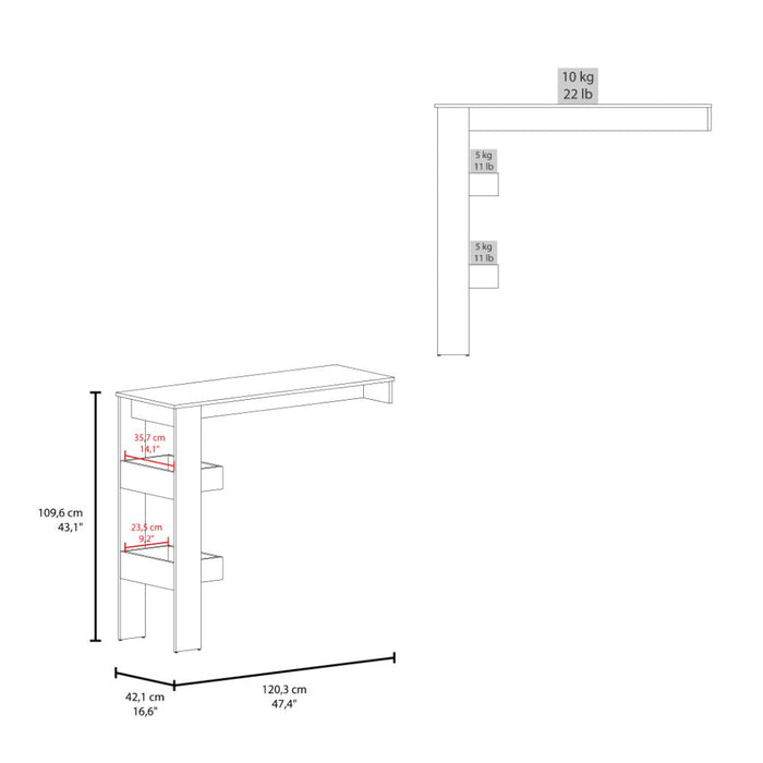 Mesa de Bar Rayo, Blanco Duqueza, con Espacio para Colocar Objetos de Bar ZF